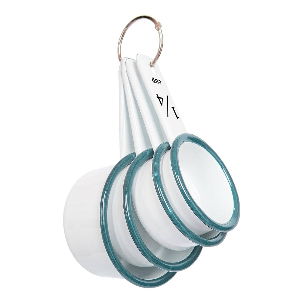 4pc White & Green Enamel Measuring Cups Set - All Good Things