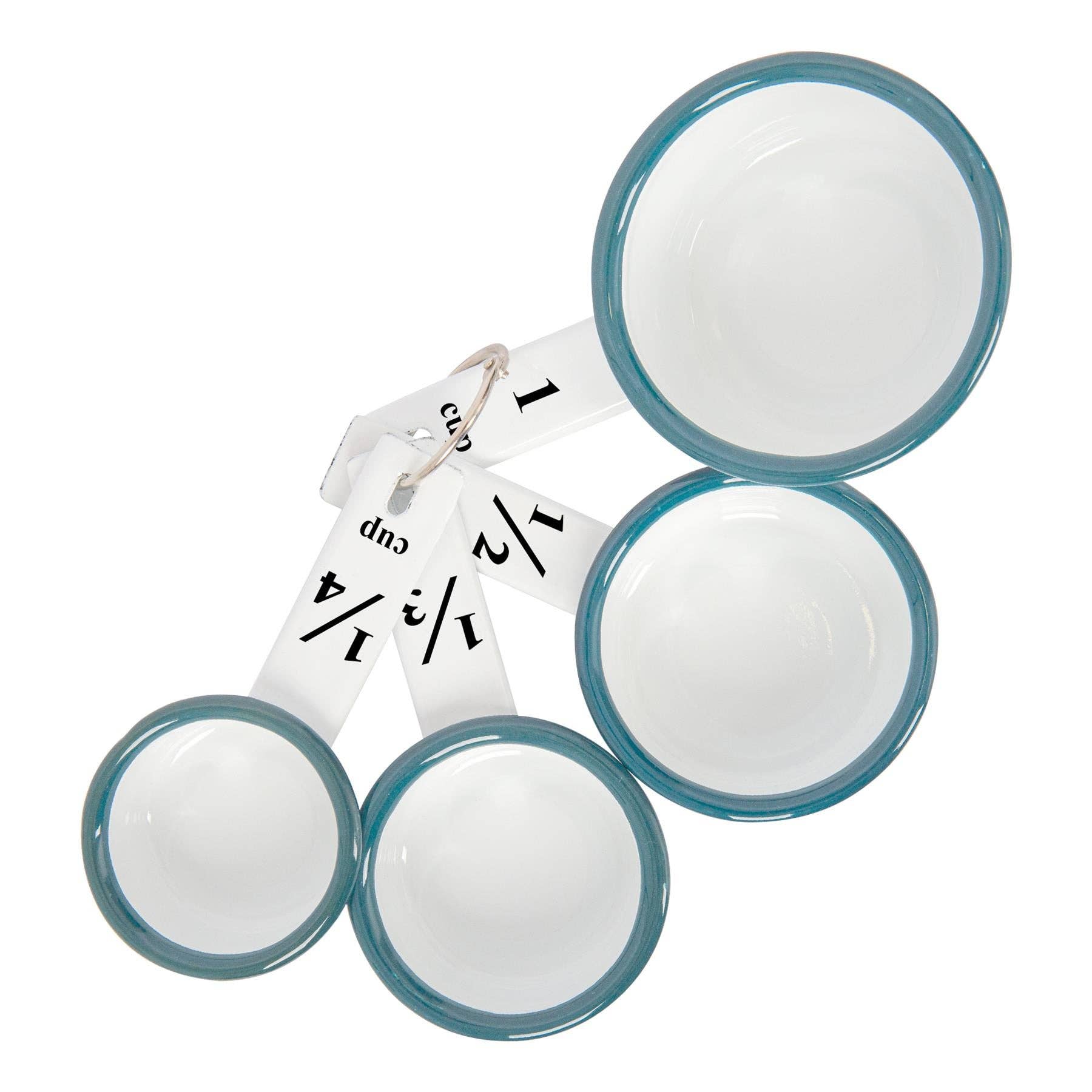 4pc White & Green Enamel Measuring Cups Set - All Good Things
