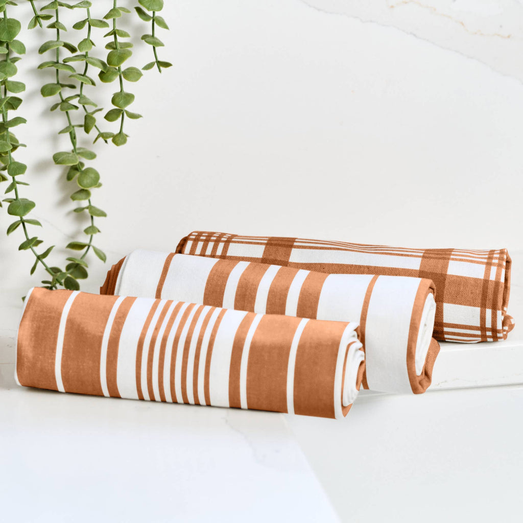 Love Colour Striped Tea Towel - Terracotta
