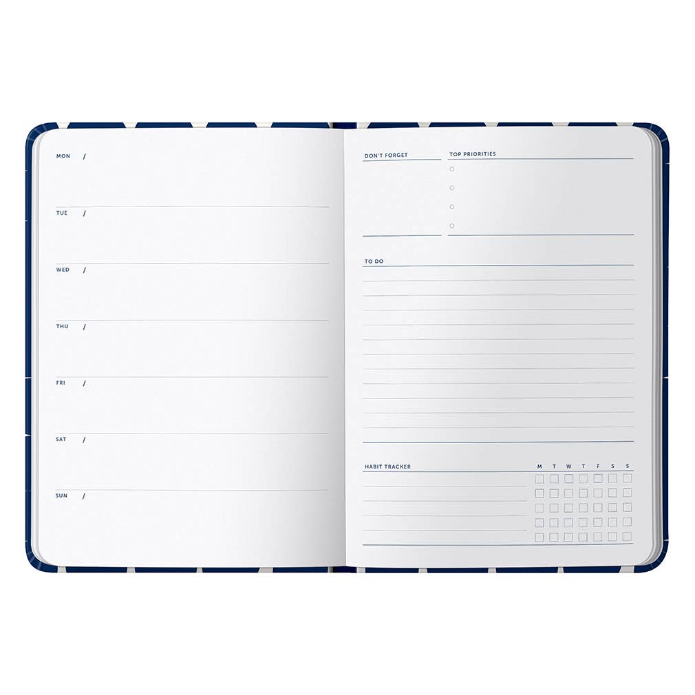 Undated Weekly Planner, Notes & To Dos - Navy Spot Cover