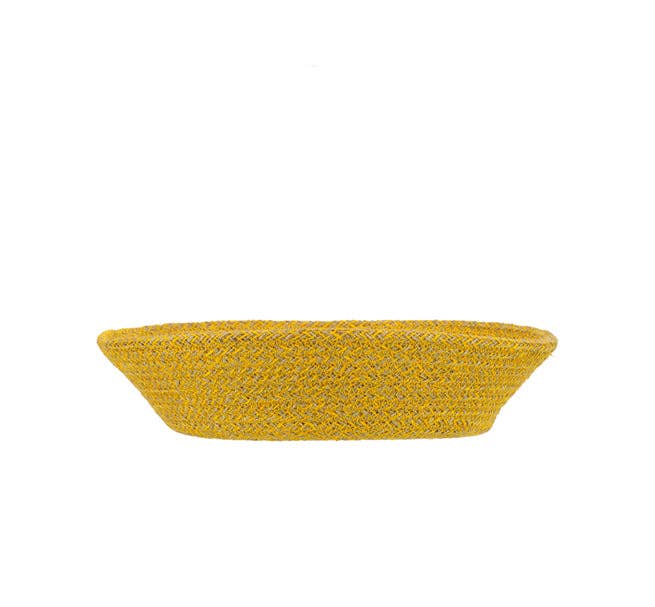 Jute Small Serving Basket in Indian Yellow/Natural, 24 cm