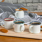 Argon Tableware White Enamel Espresso Cup - 130ml - Red