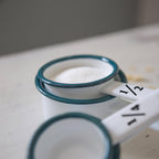 4pc White & Green Enamel Measuring Cups Set