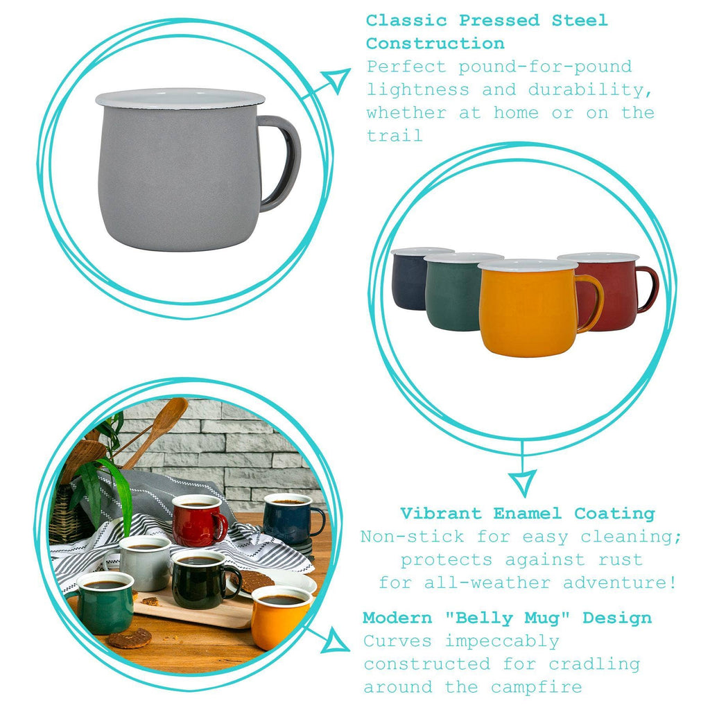 Coloured Enamel Belly Mug - 375ml - Green