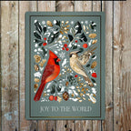 Joy to the World Christmas Birds Metal Sign Winter Foliage: 6x8inch