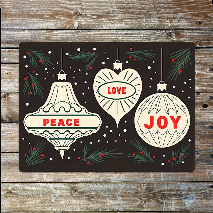 Peace Love Joy Metal Sign – Vintage Christmas Ornament: 6x8inch