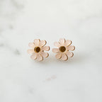 Pair of flower-shaped earrings on a light background