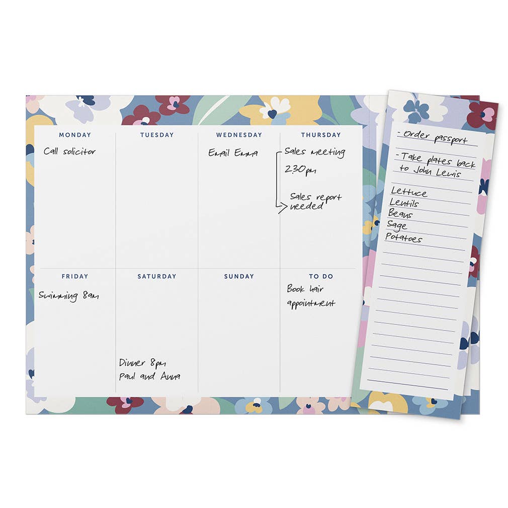 Weekly Planner Pad, Week To View, Organiser, Floral Design