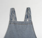 Gohobi Japanese Style Washed Denim Cotton Apron: Dark Blue