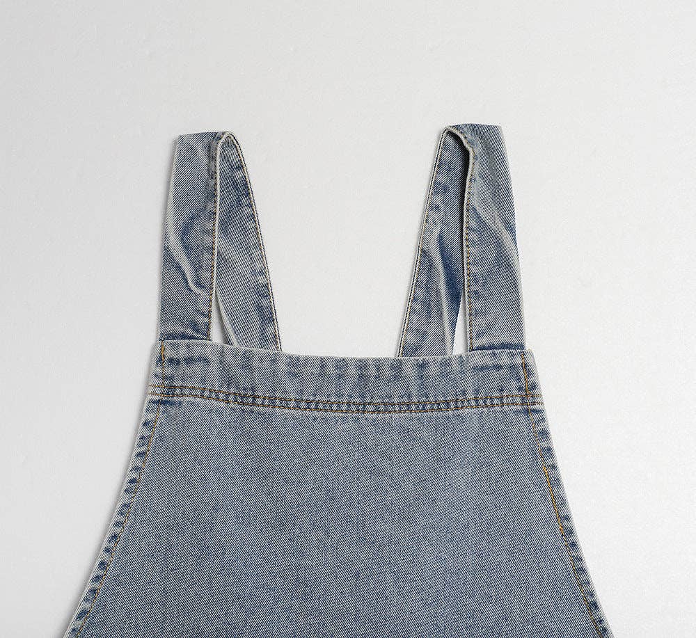 Gohobi Japanese Style Washed Denim Cotton Apron: Dark Blue