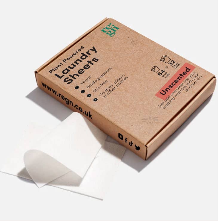 Laundry Detergent Sheets -  Pack of 64 (Plastic-Free): Naturally Scented