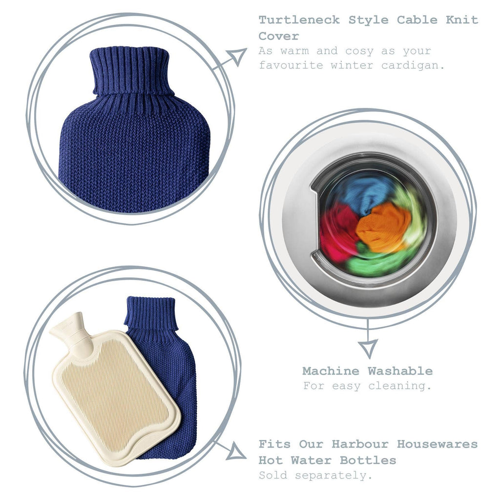 Nicola Spring Hot Water Bottle Cover  Knitted Midnight Blue