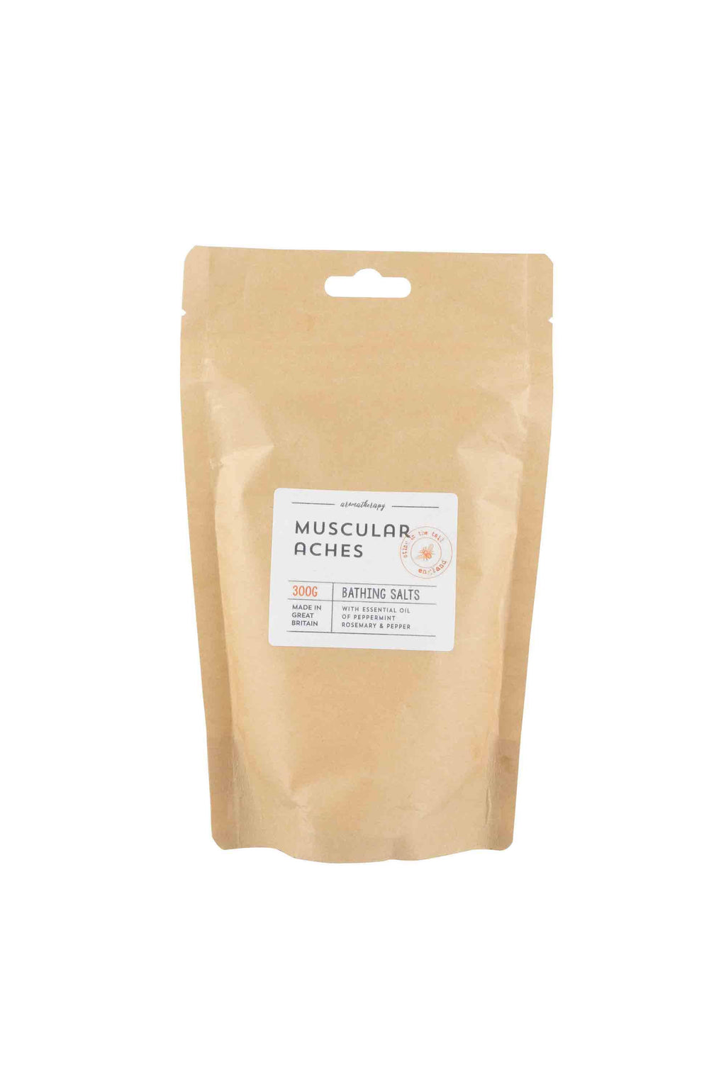 Beige packaging of 'Muscular Aches' with a label on a white background