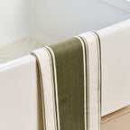 Love Colour Striped Tea Towel, Olive Green