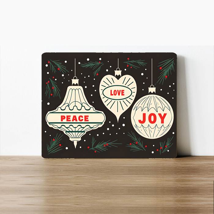 Peace Love Joy Metal Sign – Vintage Christmas Ornament: 6x8inch