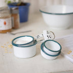 4pc White & Green Enamel Measuring Cups Set