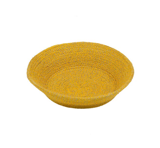 Yellow textured bowl on a white background