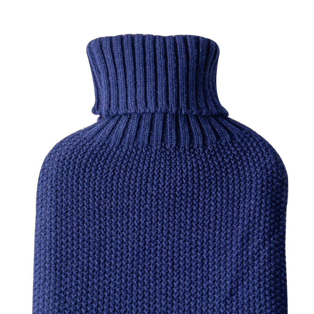 Nicola Spring Hot Water Bottle Cover  Knitted Midnight Blue