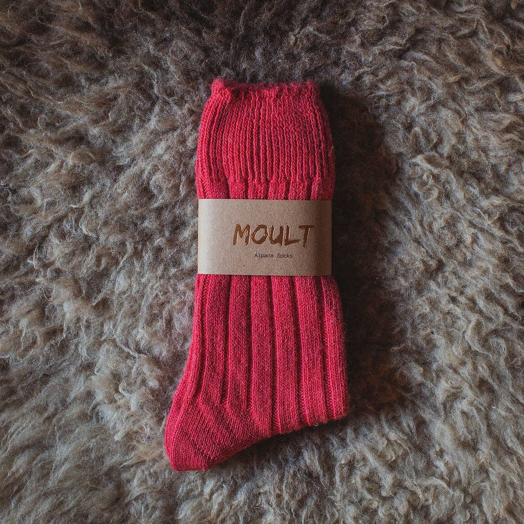 Alpaca Socks In Raspberry: Large (UK 11-13) - All Good Things