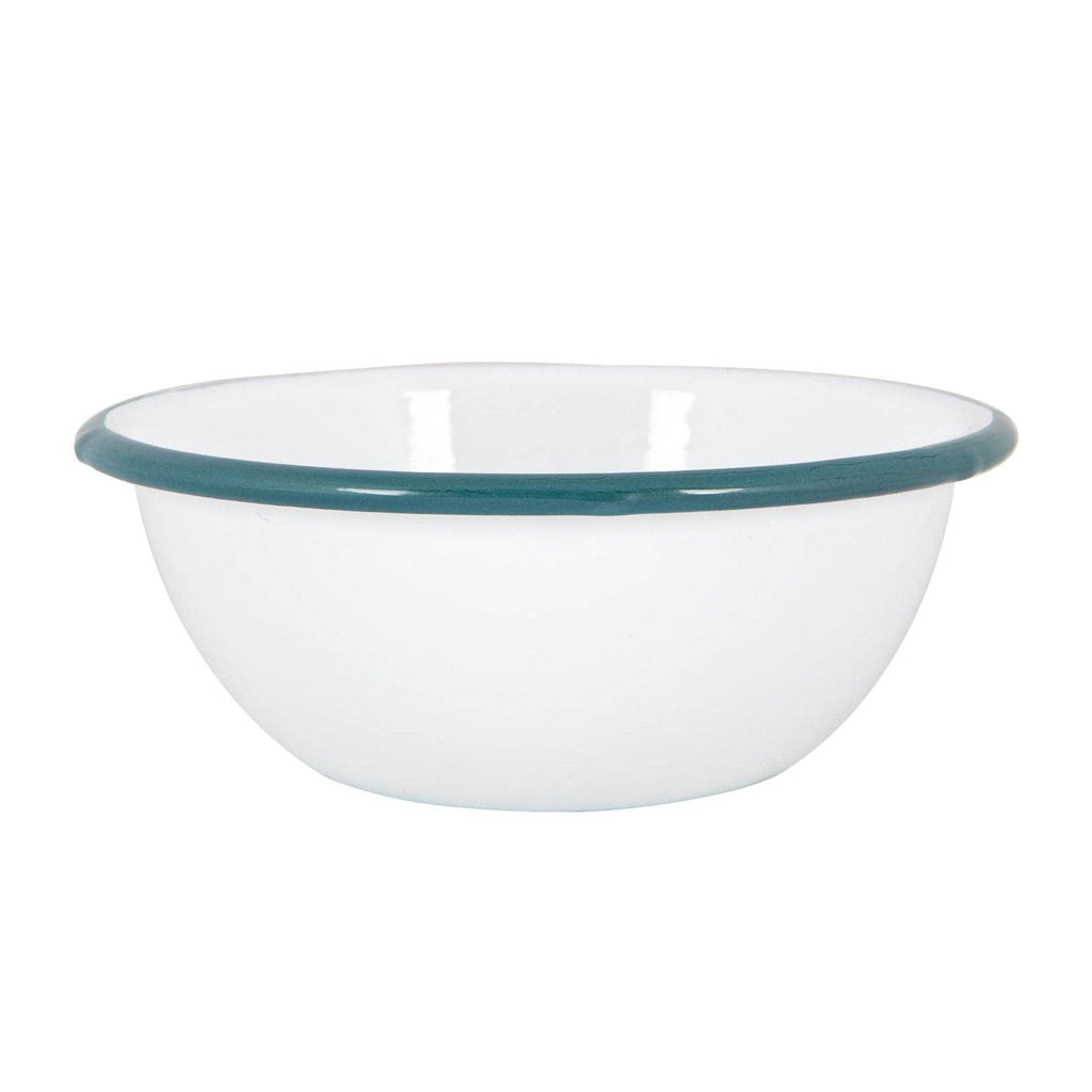 Argon Tableware White Enamel Bowl - 16cm - Green - All Good Things