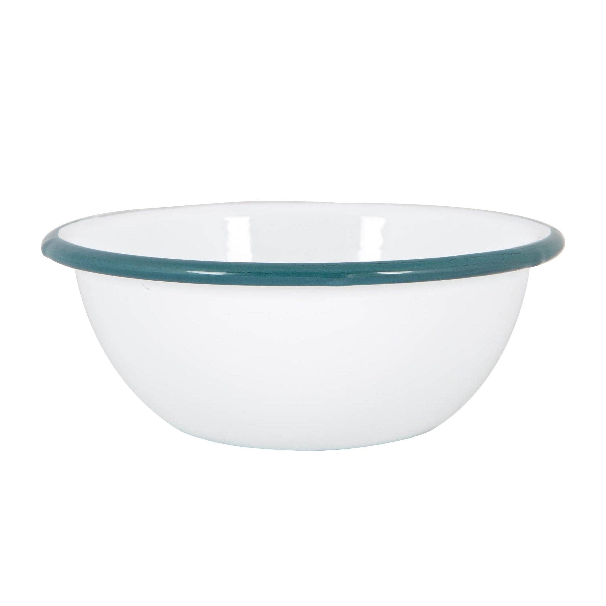 Argon Tableware White Enamel Bowl - 16cm - Green - All Good Things
