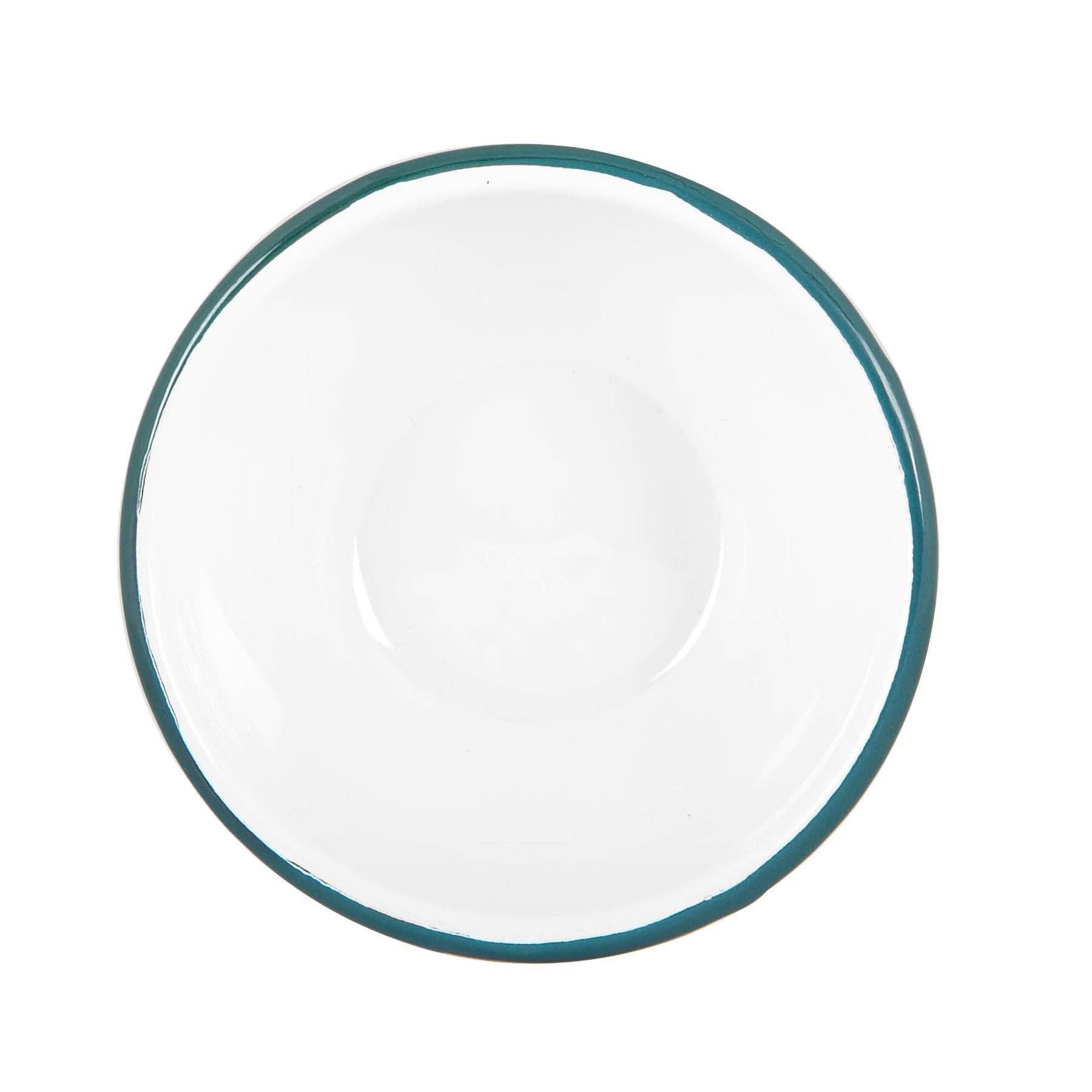 Argon Tableware White Enamel Bowl - 16cm - Green - All Good Things