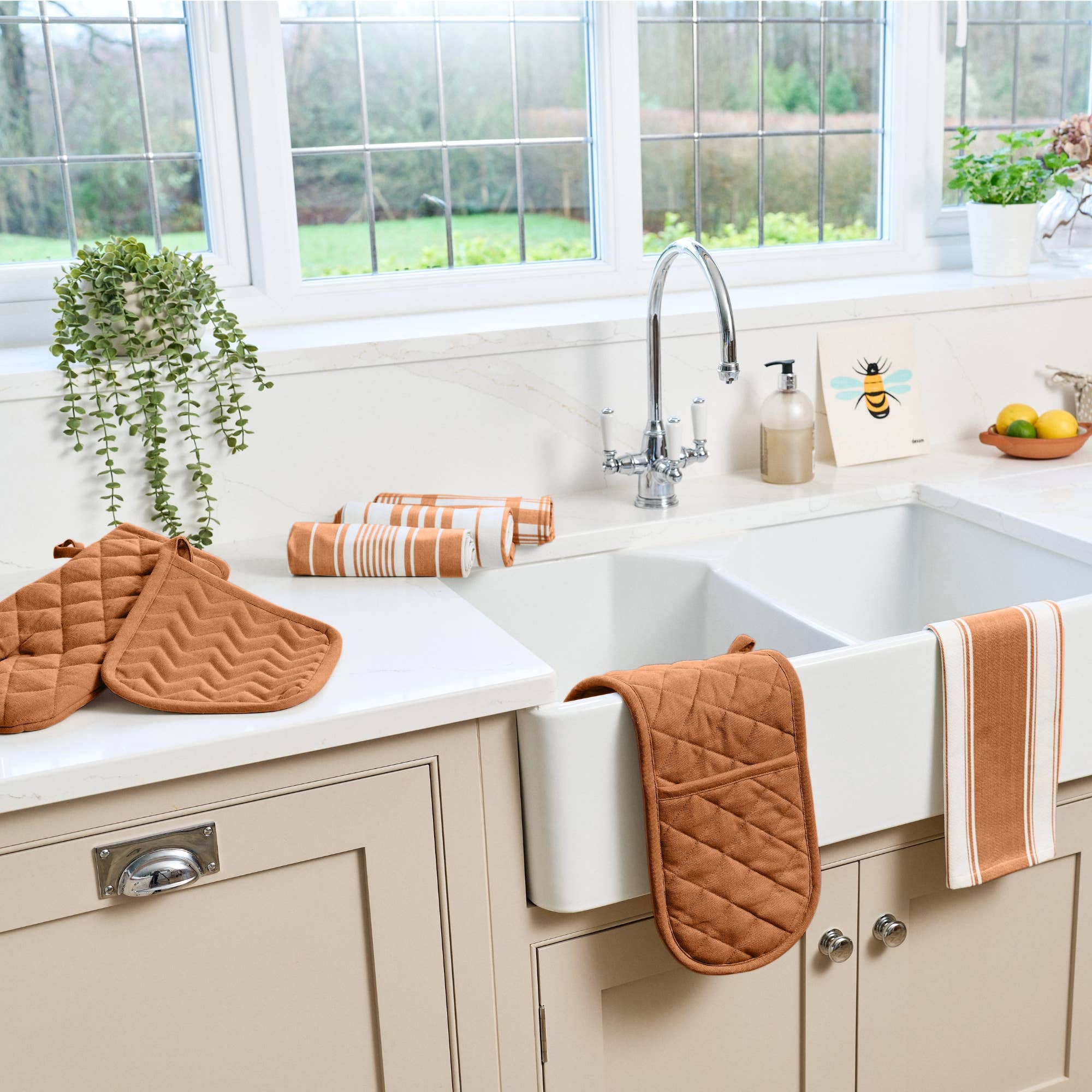Love Colour Striped Tea Towel - Terracotta