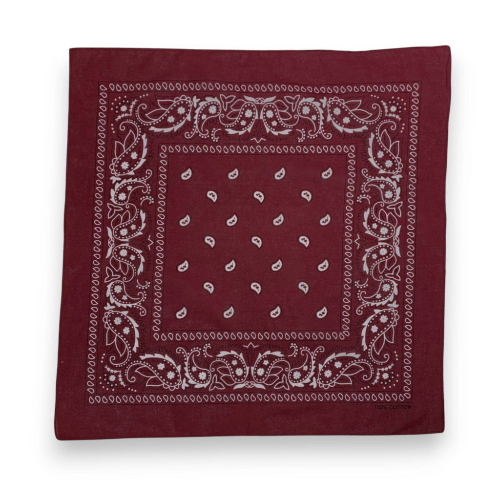 Bandana Pure Cotton Paisley Print Square Scarf - 8 Colors: Burgundy - All Good Things