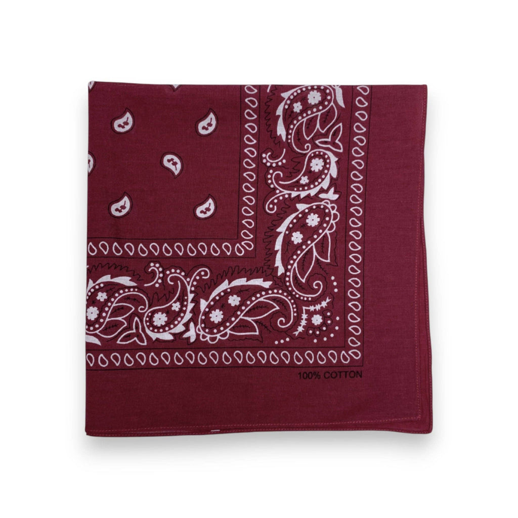 Bandana Pure Cotton Paisley Print Square Scarf - 8 Colors: Burgundy - All Good Things