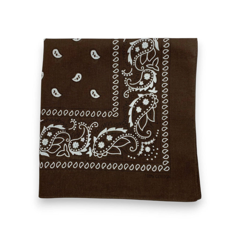 Bandana Pure Cotton Paisley Print Square Scarf - 8 Colors: Dark Brown - All Good Things