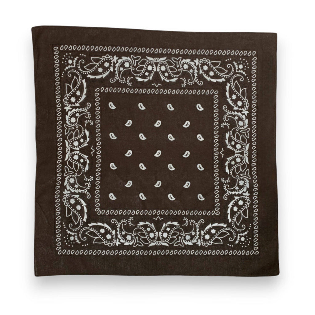 Bandana Pure Cotton Paisley Print Square Scarf - Dark Brown