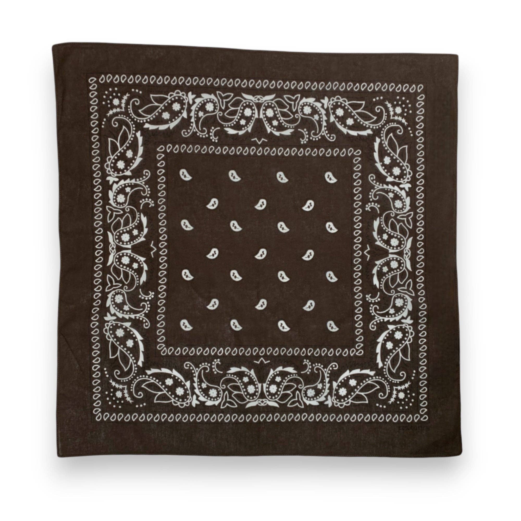 Bandana Pure Cotton Paisley Print Square Scarf - Dark Brown