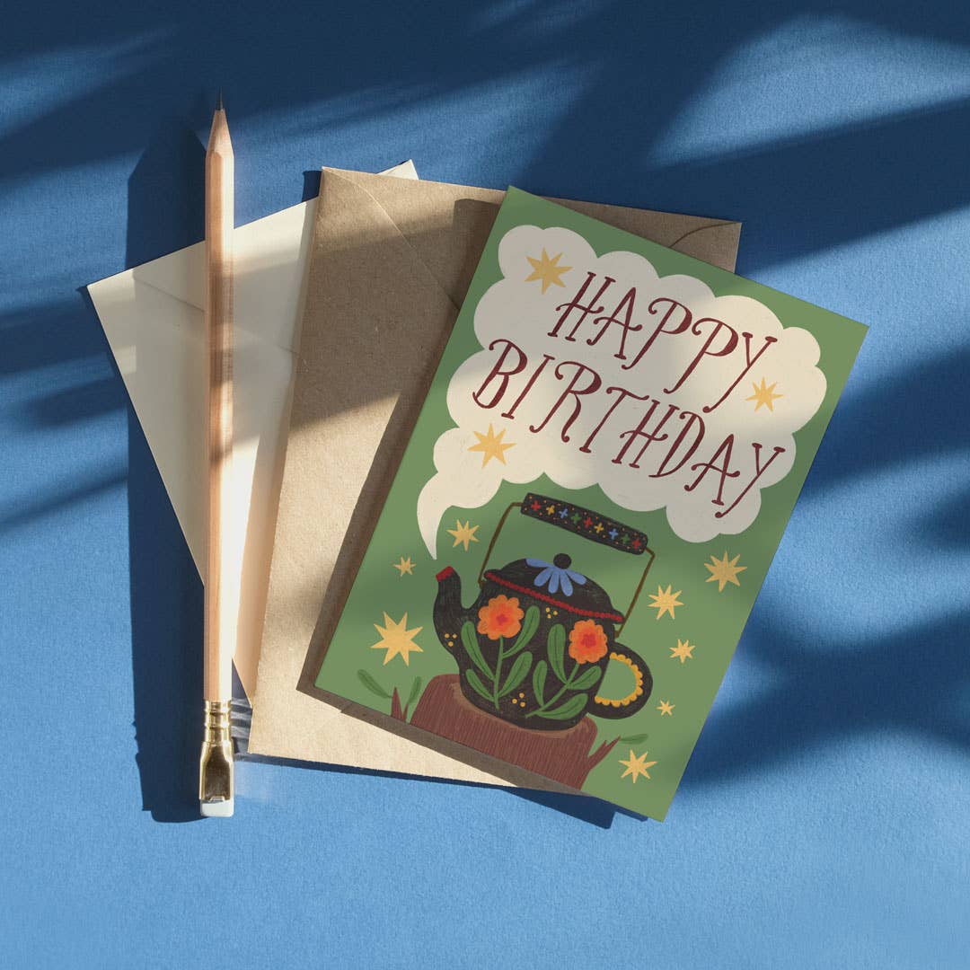 Birthday Teapot | Birthday card | Folk, tea - All Good Things