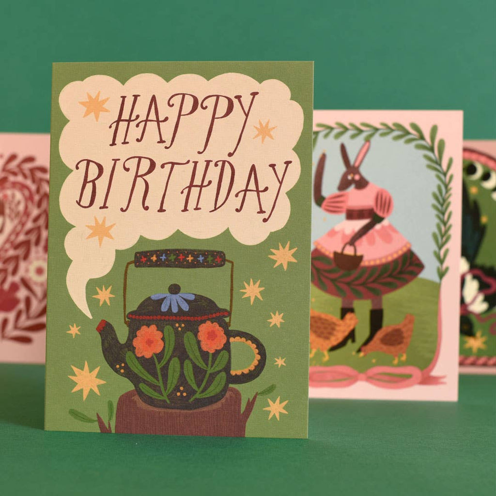 Birthday Teapot | Birthday card | Folk, tea - All Good Things