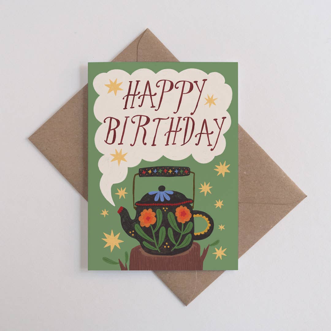 Birthday Teapot | Birthday card | Folk, tea - All Good Things