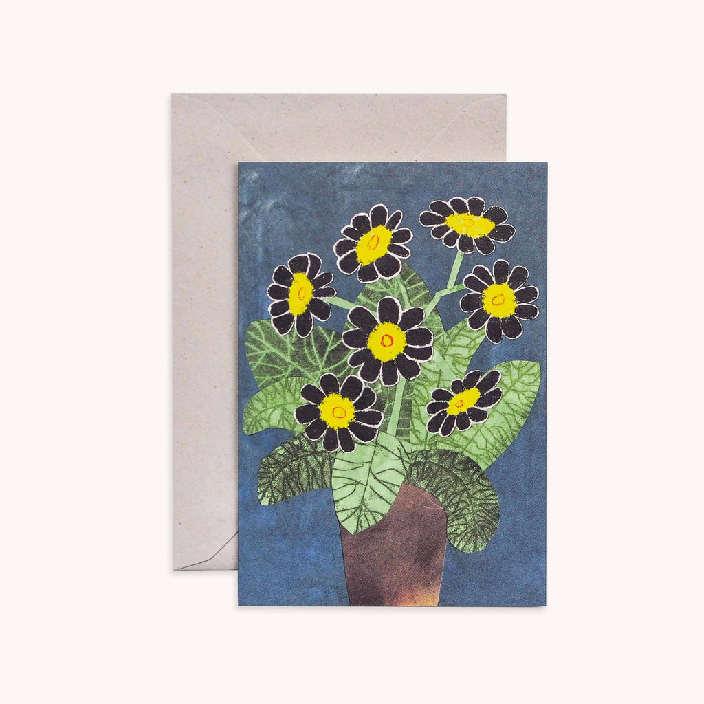 Black Auricula Flowers Card - All Good Things
