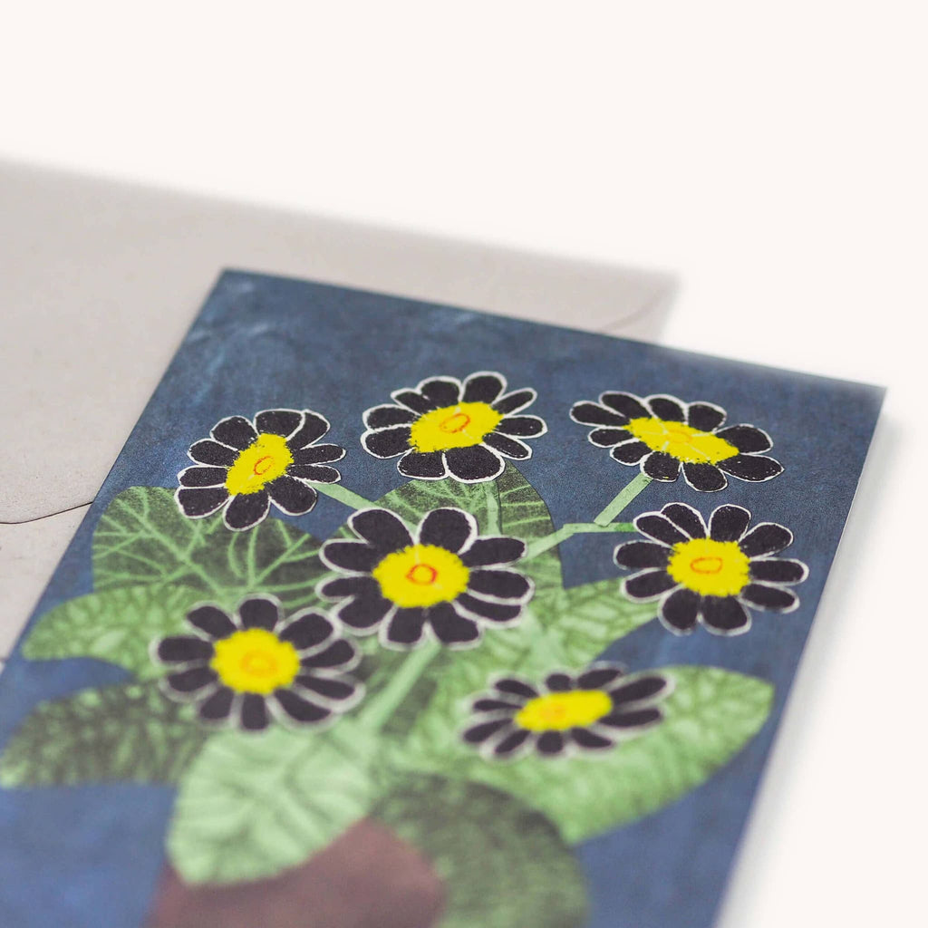 Black Auricula Flowers Card - All Good Things