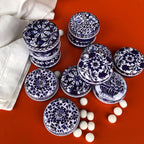 Blue & White Small Round Floral Tins With Mint Imperials - All Good Things