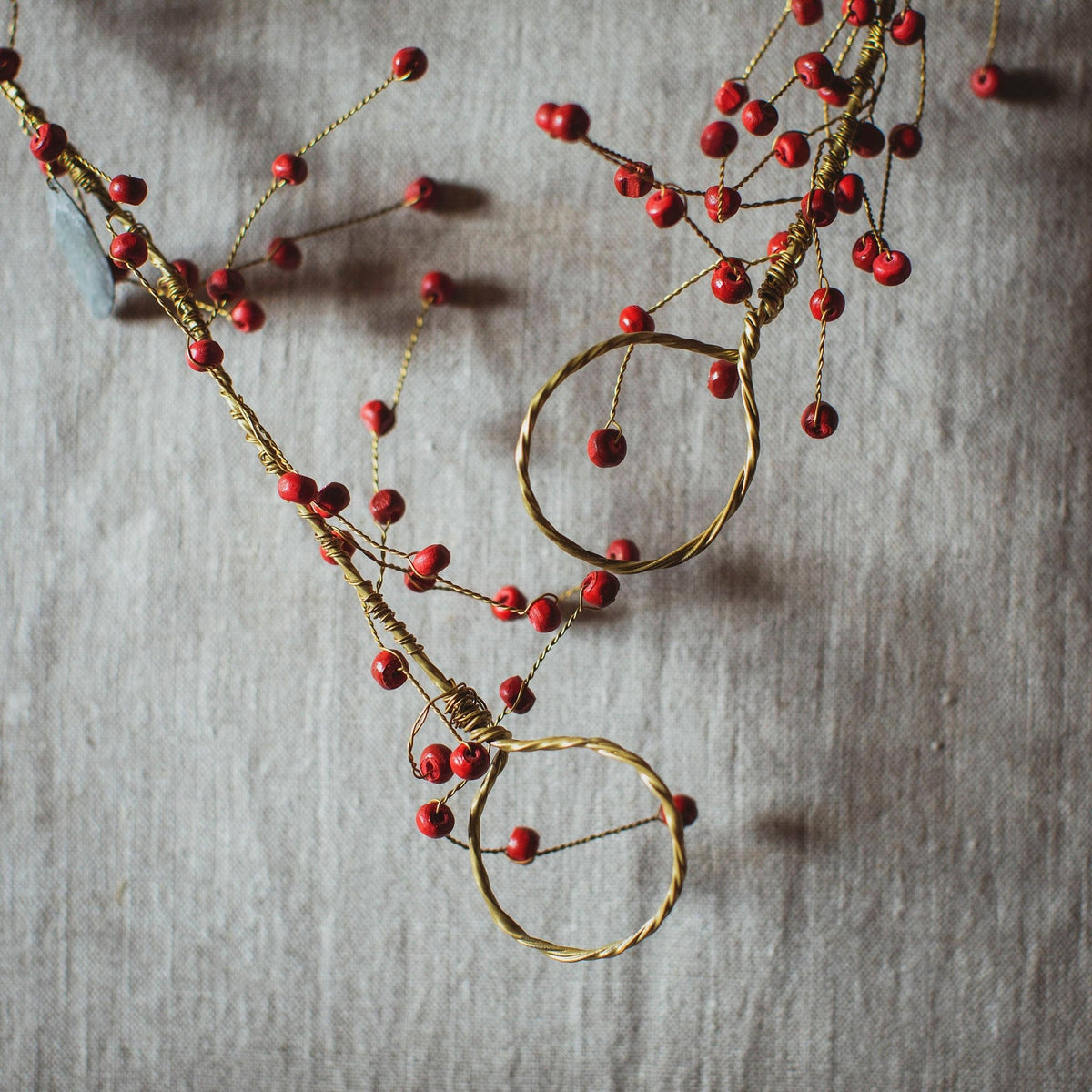 Brass Christmas Red Berry Garland - All Good Things