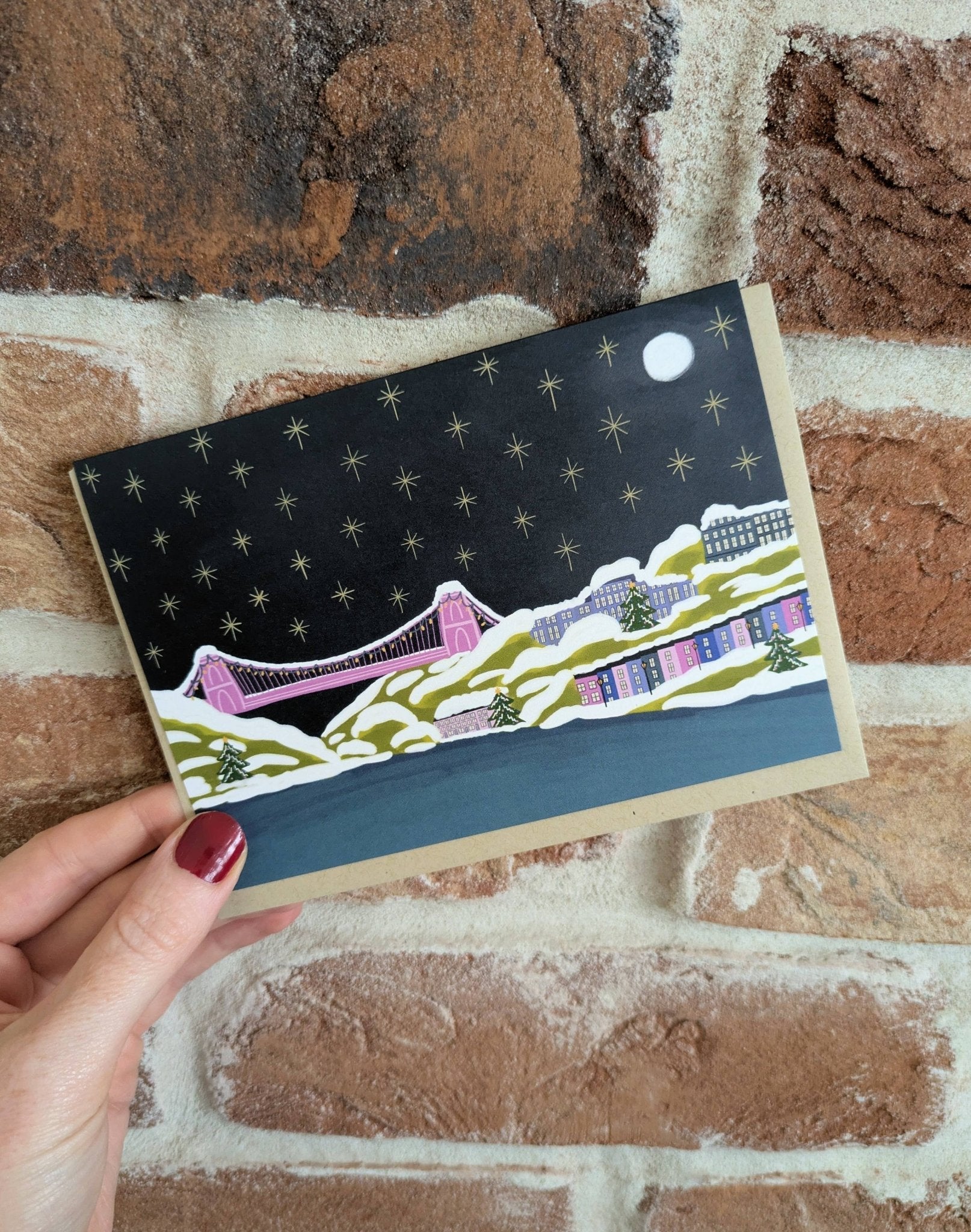 Bristol Clifton Suspension Bridge Christmas card: Biodegradable cello bag - All Good Things