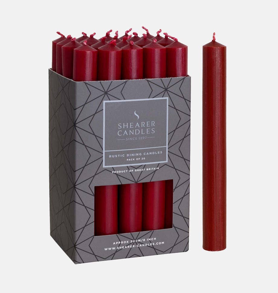 Burgundy 8 inch Dinner Candles x 20 - All Good Things