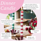 Burgundy & White Stripe Dinner Candles - 25 Unit Display | Home Decor | - All Good Things