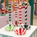 Burgundy & White Stripe Dinner Candles - 25 Unit Display | Home Decor | - All Good Things