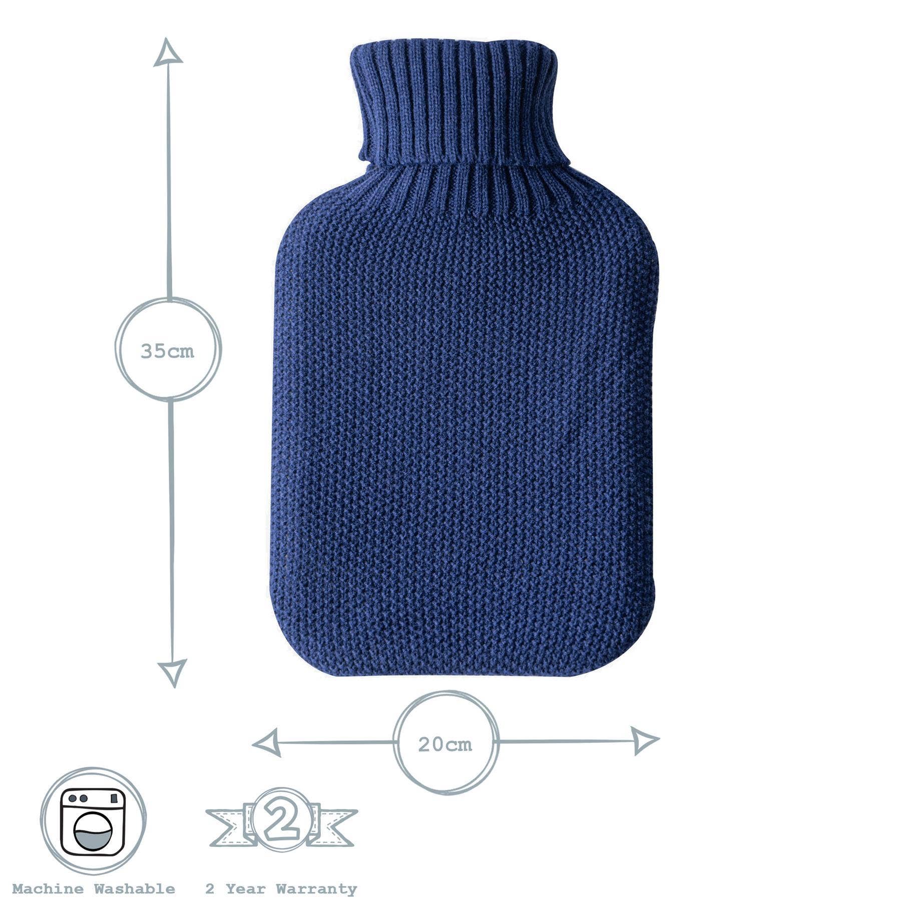 Nicola Spring Hot Water Bottle Cover  Knitted Midnight Blue