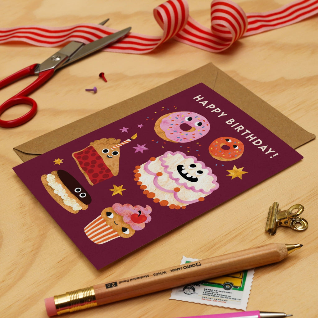 Cake Faces Birthday Card | Themed Greeting Card - All Good Things
