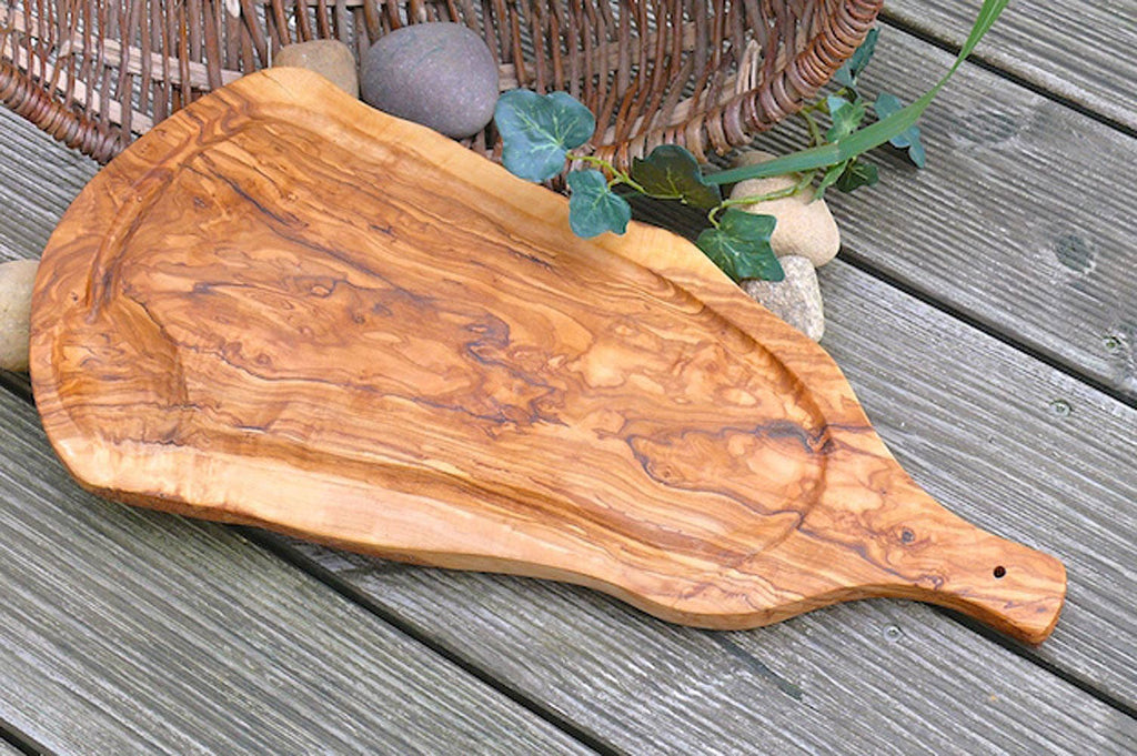 Carving board (L 45–49 cm) with juice groove & handle, olive wood - All Good Things
