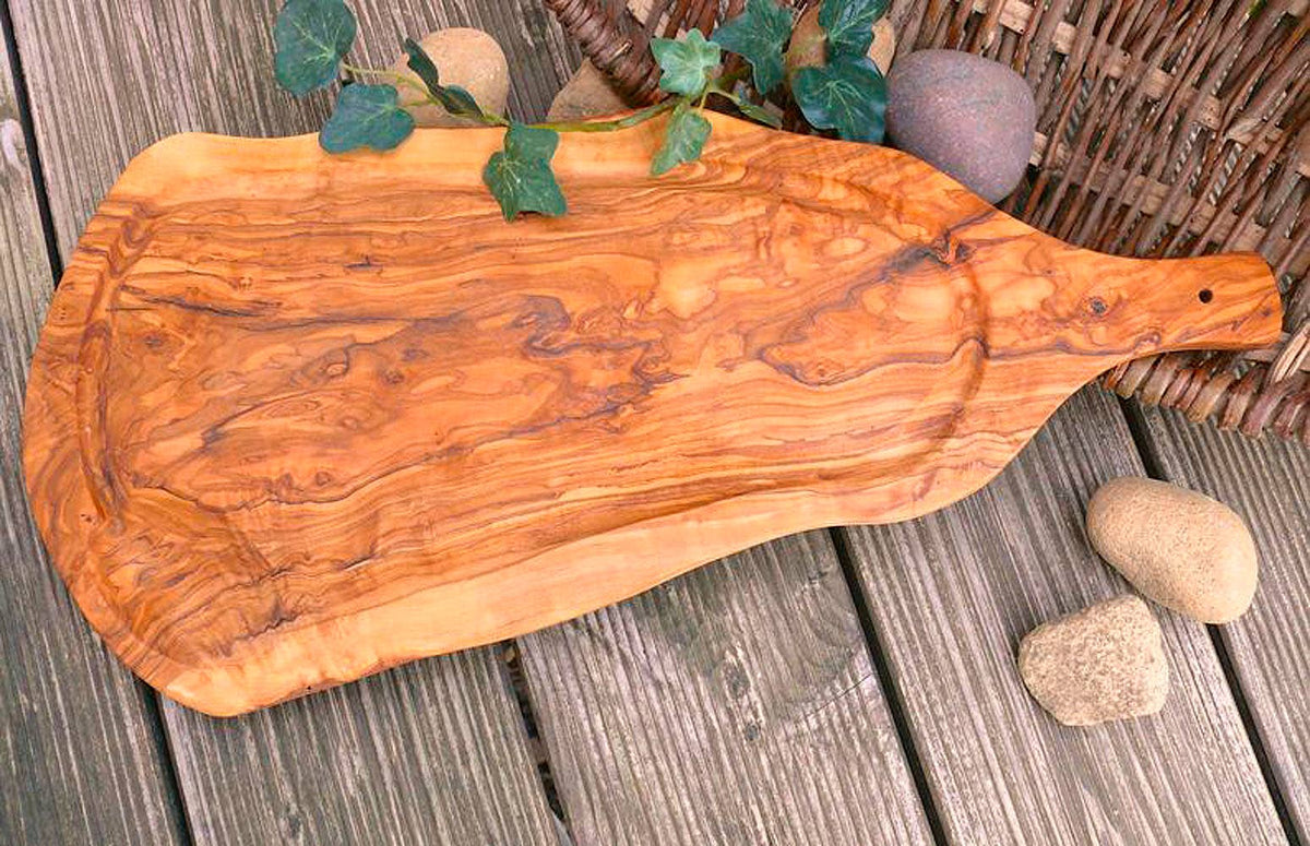 Carving board (L 45–49 cm) with juice groove & handle, olive wood - All Good Things