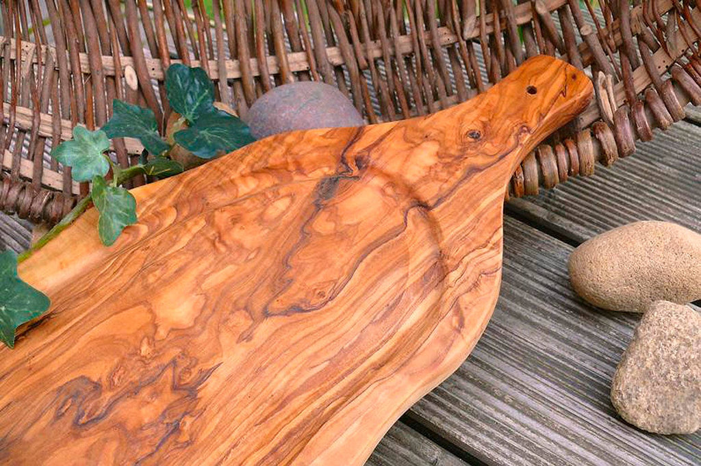 Carving board (L 45–49 cm) with juice groove & handle, olive wood - All Good Things