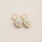 Celestial Seaweed Oval Hoop Earrings: Pearly - lemon - acrylic - with - gold - All Good Things