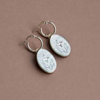 Celestial Seaweed Oval Hoop Earrings: Pearly - lemon - acrylic - with - gold - All Good Things